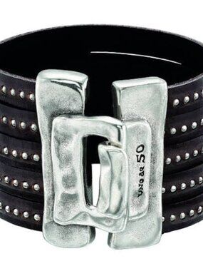 UNOde50 Warning Bracelet, a multi-strand brown leather brace